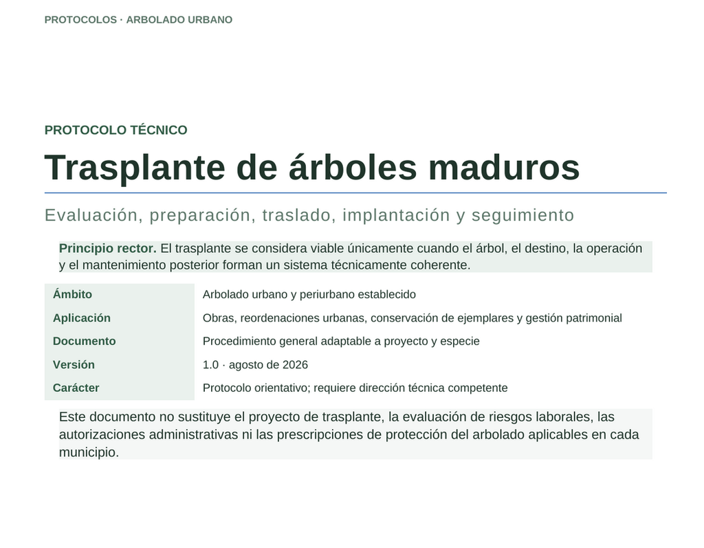 Vista previa del PT-AR-01 · Protocolo de trasplante de árboles maduros