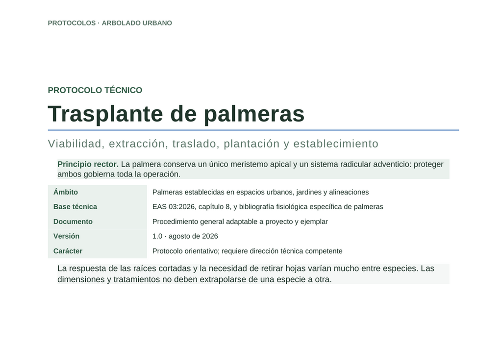 Vista previa del PT-PA-01 · Protocolo de trasplante de palmeras